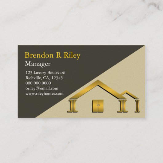 Carte De Visite Icône or Vertical Home Construction et constructio (Dos)