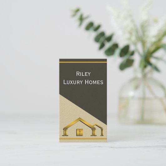 Carte De Visite Icône or Vertical Home Construction et constructio (Debout devant)