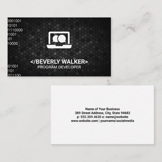 Carte De Visite Icône Ordinateur et Conversation (Devant / Derrière)