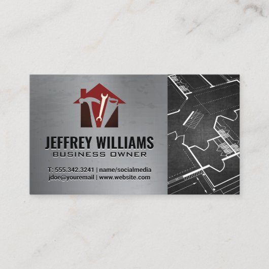 Carte De Visite Icône Outils de construction et Accueil | Plan dir (Devant)