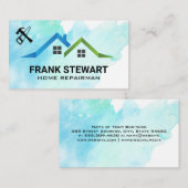 Carte De Visite Icône Outils de menuiserie et toits de la maison (Devant / Derrière)