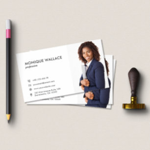 Carte De Visite Icône photo verticale minimaliste chic professionn