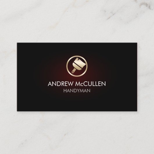 Carte De Visite Icône Pinceau Peinture Peinture Or Rouge Glow (Devant)