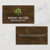 Carte De Visite Icône Plante vert paysager | Arrière - plan bois (Devant / Derrière)