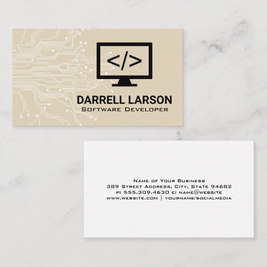 Carte De Visite Icône Programmeordinateur | Circuit Board (Devant / Derrière)