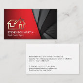 Carte De Visite Icône Réaltor Home | Couche noire rouge (Devant / Derrière)