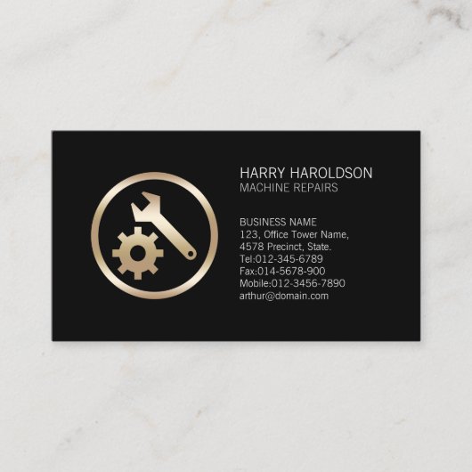 Carte De Visite Icône Réparation de la machine Faux Gold Wrench Ge (Devant)