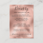 Carte De Visite Icône rose Gold Metallic Brows Aftercare (Dos)