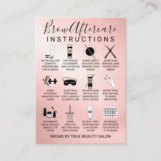 Carte De Visite Icône rose Gold Metallic Brows Aftercare (Devant)