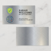 Carte De Visite Icône Sécurité | Arrière - plan métallique (Devant / Derrière)