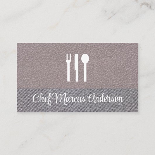 Carte De Visite Icône Silverware | Cuir | Lin (Devant)
