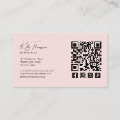 Carte De Visite Icône sociale Qr Code Maquilleuse Rose Pâle (Dos)