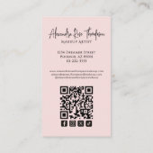Carte De Visite Icône sociale Qr Code Maquilleuse Rose Pâle (Dos)