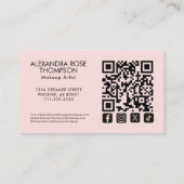 Carte De Visite Icône sociale Qr Code Maquilleuse Rose Pâle (Dos)
