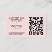 Carte De Visite Icône sociale Qr Code Maquilleuse Rose Pâle (Dos)