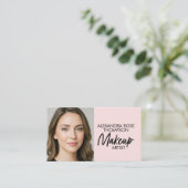 Carte De Visite Icône sociale Qr Code Maquilleuse Rose Pâle (Debout devant)