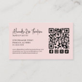 Carte De Visite Icône sociale Qr Code Maquilleuse Rose Pâle (Dos)
