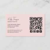 Carte De Visite Icône sociale Qr Code Maquilleuse Rose Pâle (Dos)