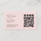 Carte De Visite Icône sociale Qr Code Maquilleuse Rose Poudré (Dos)