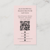 Carte De Visite Icône sociale QR Code Photo Script Rose Rouge Noir (Dos)
