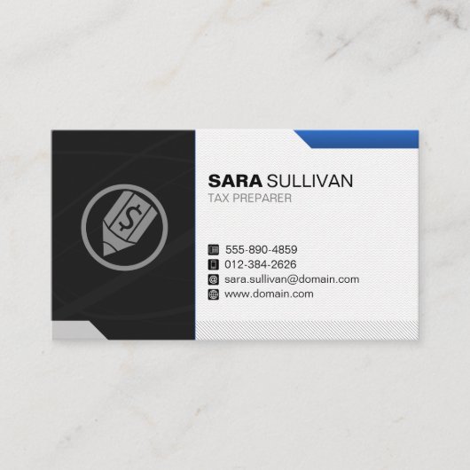 Carte De Visite Icône Stylo Dollar Finance Fiscale Préparateur fis (Devant)
