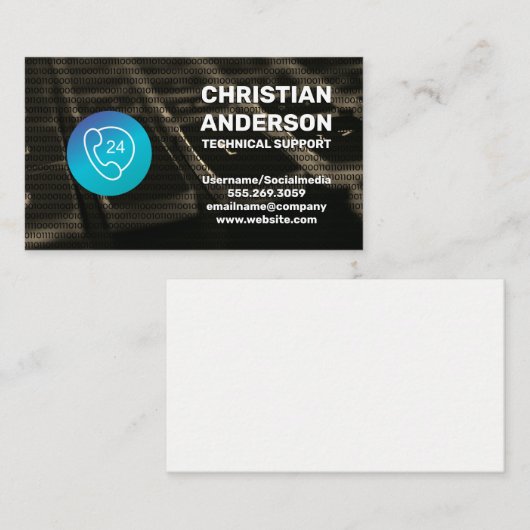 Carte De Visite Icône Téléphone 24 | Service technique (Devant / Derrière)