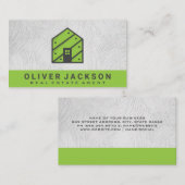 Carte De Visite Icône verte de l'immobilier | Propriété (Devant / Derrière)