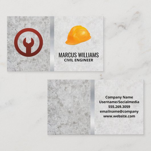 Carte De Visite Icône Wrench | Hardhat (Devant / Derrière)