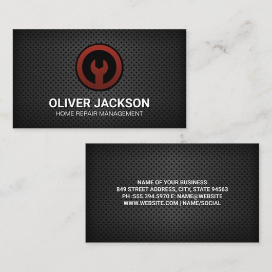 Carte De Visite Icône Wrench | Maillage perforé (Devant / Derrière)