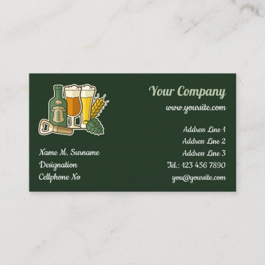 Carte de visite Icônes de bière (Devant)