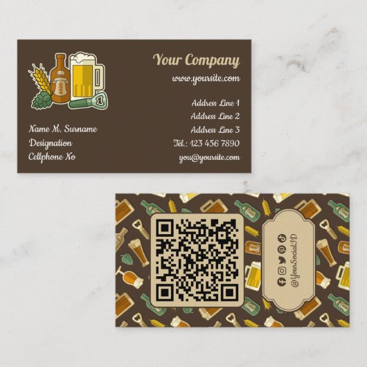 Carte de visite Icônes de bière (Devant / Derrière)