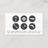 Carte De Visite Icônes de construction | Menuiserie en bois (Dos)