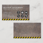 Carte De Visite Icônes de construction | Métal rouillé | Attention (Devant / Derrière)