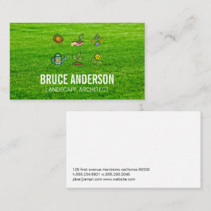 Carte De Visite Icônes de jardin   Arrière - plan de laiton coupé