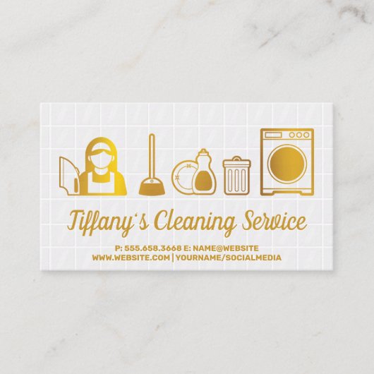 Carte De Visite Icônes de l'alimentation de nettoyage de l'or | Tu (Devant)