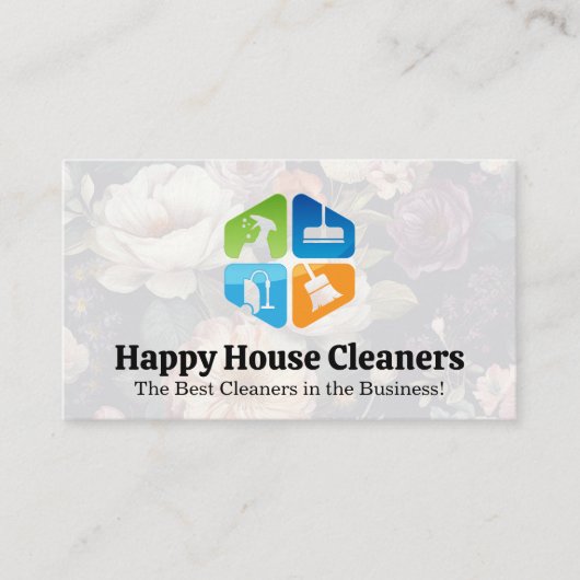 Carte De Visite Icônes de l'équipement de nettoyage (Devant)