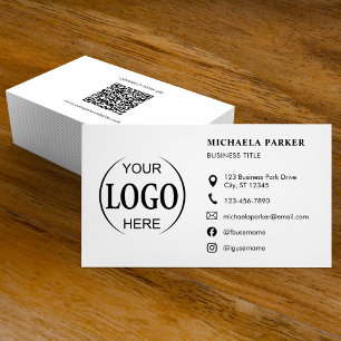 Carte De Visite Icônes de logo personnalisé Code QR blanc moderne