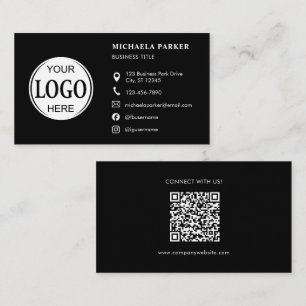 Carte De Visite Icônes de logo personnalisés Code QR noir moderne