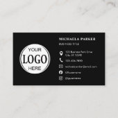 Carte De Visite Icônes de logo personnalisés Code QR noir moderne (Devant)