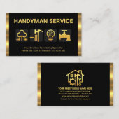 Carte De Visite Icônes de l'outil Handyman de Retro Gold Stripes (Devant / Derrière)