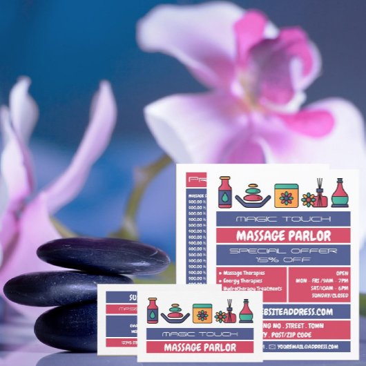 Carte De Visite Icônes de massage, massothérapeute