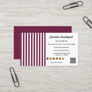 Carte De Visite Icônes de médias sociaux Code QR à rayures blanche