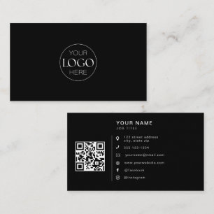 Carte De Visite Icônes de médias sociaux Code QR Logo Minimaliste 