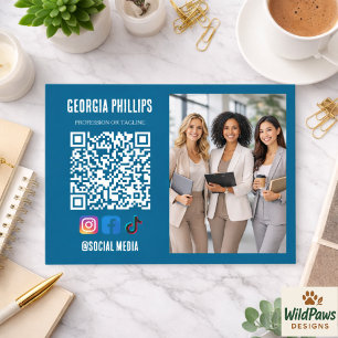 Carte De Visite Icônes de médias sociaux de photo de code QR blanc