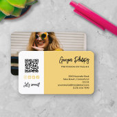 Carte De Visite Icônes de médias sociaux Photo Code QR Jaune Clair