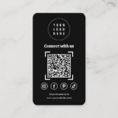 Carte De Visite Icônes de médias sociaux QR Code noir (Devant)