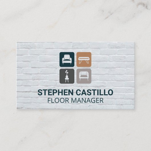 Carte De Visite Icônes de mobilier | Mur de brique (Devant)