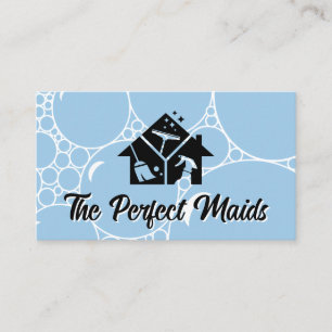 Carte De Visite Icônes de nettoyage   Arrière - plan de bulles de