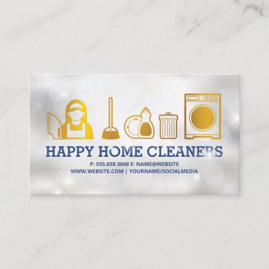 Carte De Visite Icônes de nettoyage de la maison | Éclats (Devant)