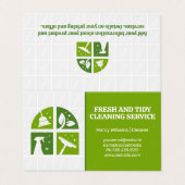 Carte De Visite Icônes de nettoyage vert | Carreaux de salle de ba (Extérieur déplié)